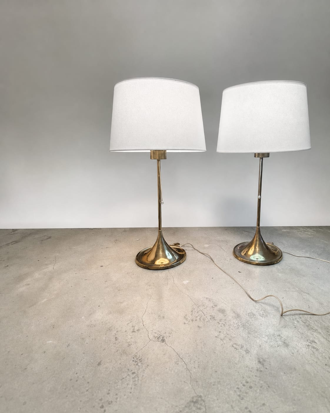 Pair Of Brass B‑024 Table Lamps By Alf Svensson & Yngvar Sandström For Bergboms, Scandinavian Modern, Sweden 1960s