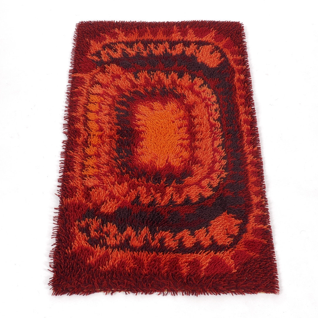 Swedish Rya Wool Rug 122x70cm Mid Century 20th Century Vintage